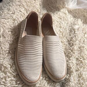 UGG Cream Knit Slip-On Loafers with Tan Trim